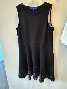 Apt 9 Black Sleeveless Fit-and-Flare Dress with Embellished Hem